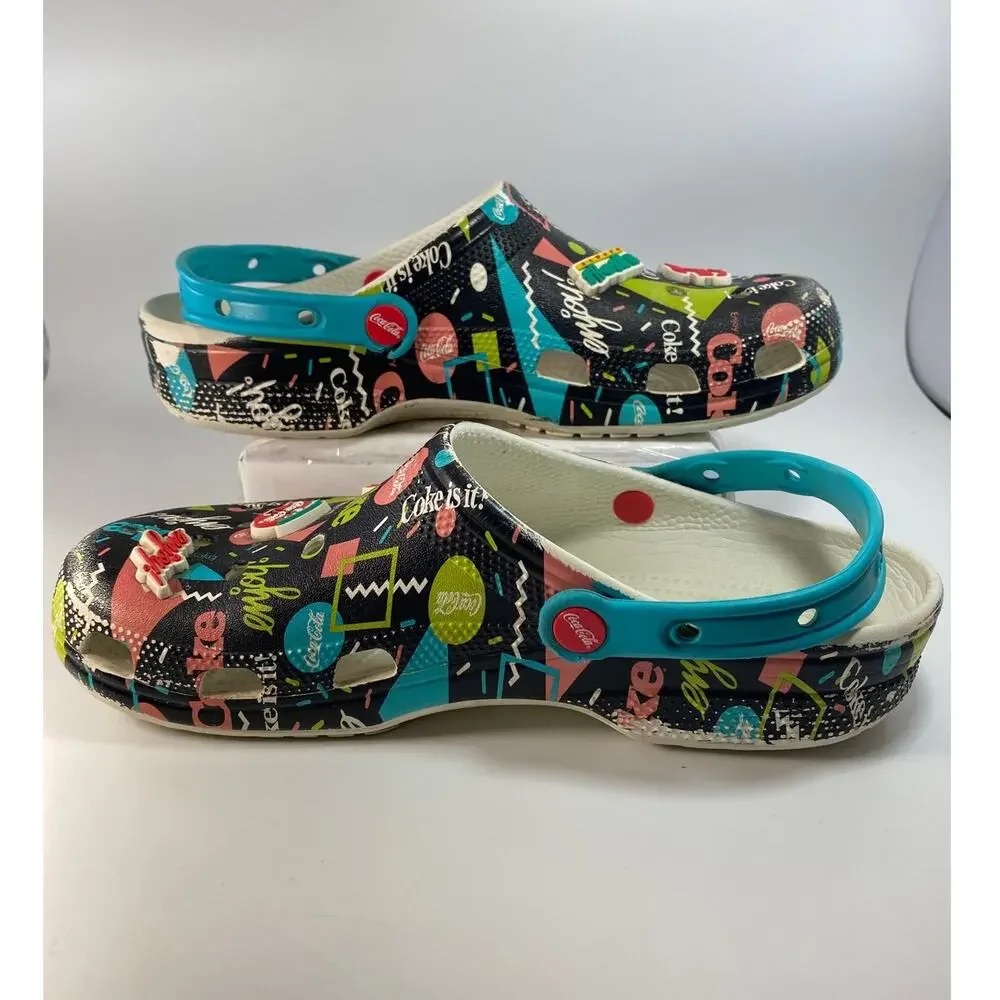 Crocs Classic Clog Coca-Cola 90s Retro Black Multi Men's Size 10 / Women's 12